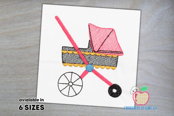 Baby Carriage Sketch: A Charming Embroidery Design for Meaningful Gifts