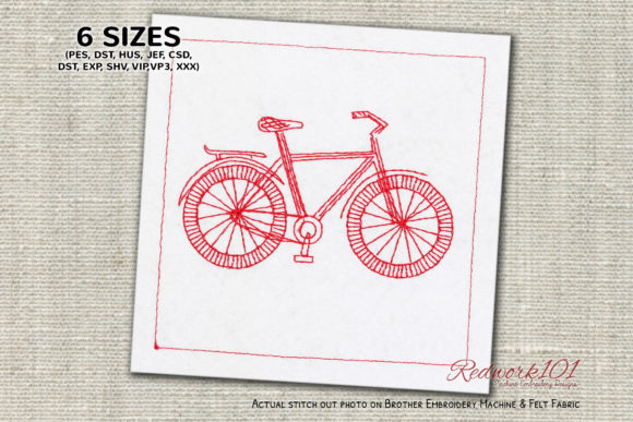 Doodle Bicycle: A Charming Redwork Embroidery for Handmade Gifts
