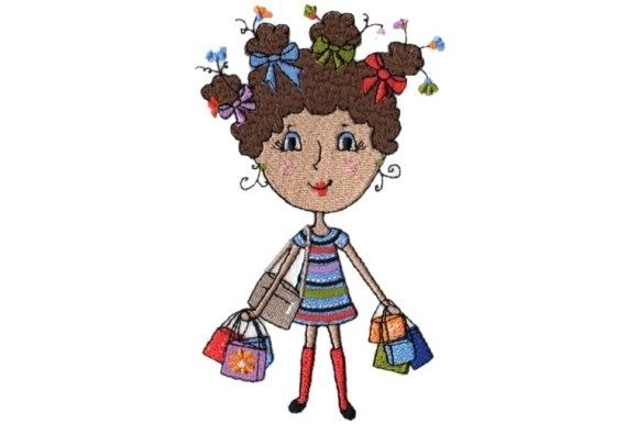 Shopper Toodle: A Friendly, Fashion-Forward Embroidery Design for Small Business Branding