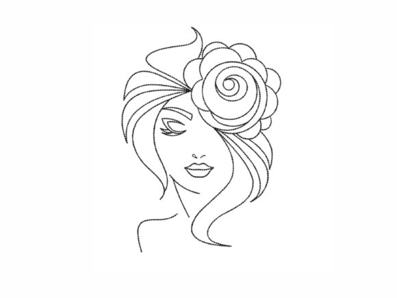 Woman with Flower: A Thoughtful Embroidery Design for Meaningful Gifts